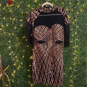 Black and Gold, sequin, Fashion Nova dress 2x